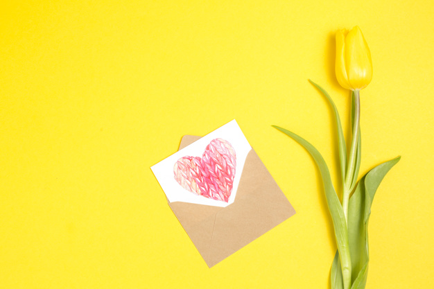 626x417 Tulip Flower With Heart Drawing In Envelope Photo Free Download