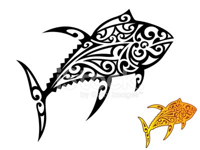 400x300 Tribal Yellowfin Tuna Premium Clipart