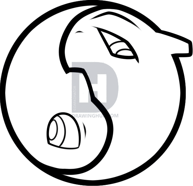 654x631 How To Draw Mew And Mewtwo Yin Yang, Step