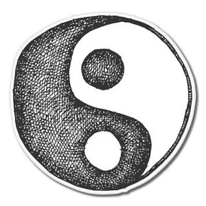 300x299 Yin Yang Drawing Black White Car Vinyl Sticker