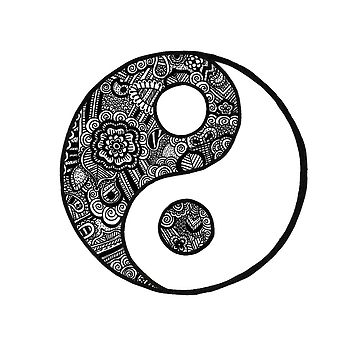 360x360 Yin And Yang Freehand Drawing Canvas Print