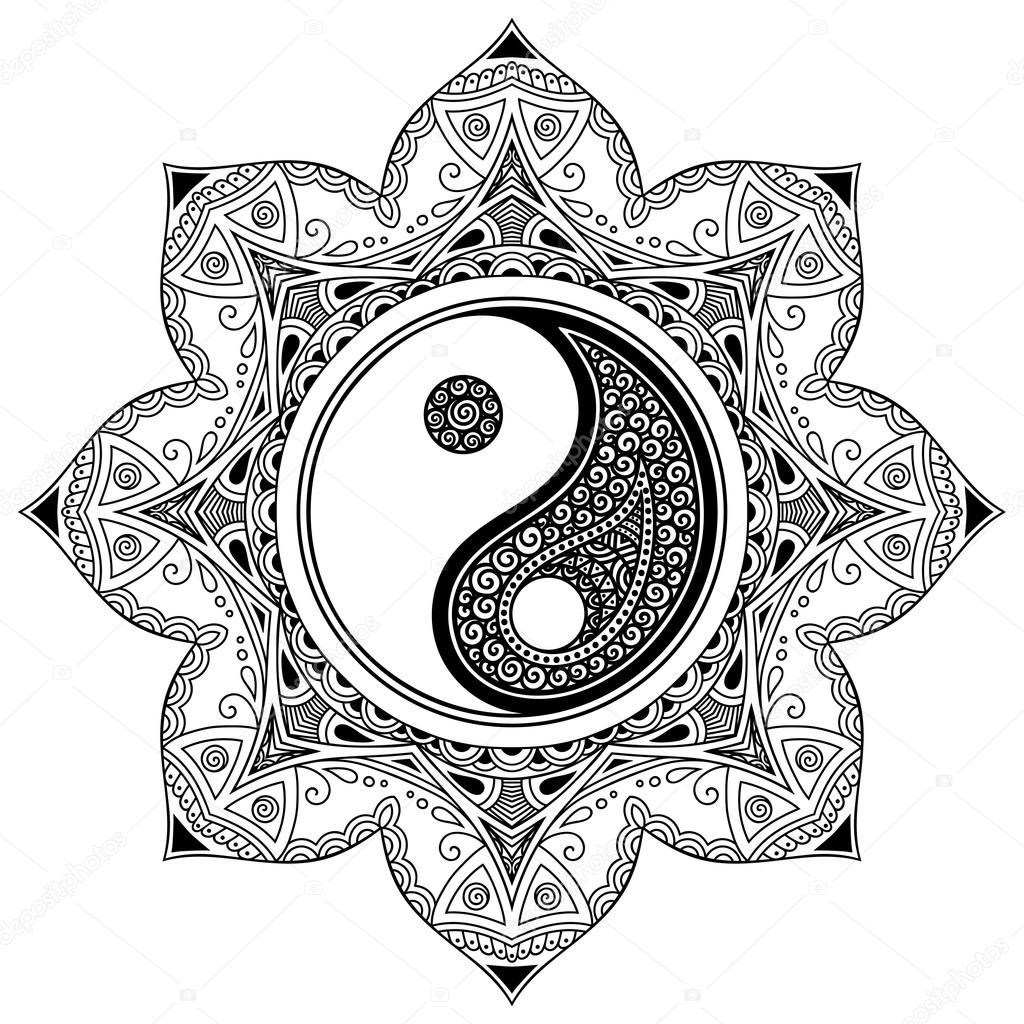 1024x1024 yin yang drawings luxury mandali ozdobny symbol yin