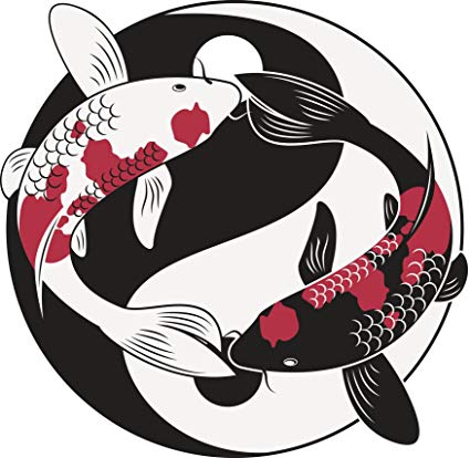 425x414 Pretty Black And White Pink Koi Fish Yin Yang Sign Symbol Icon