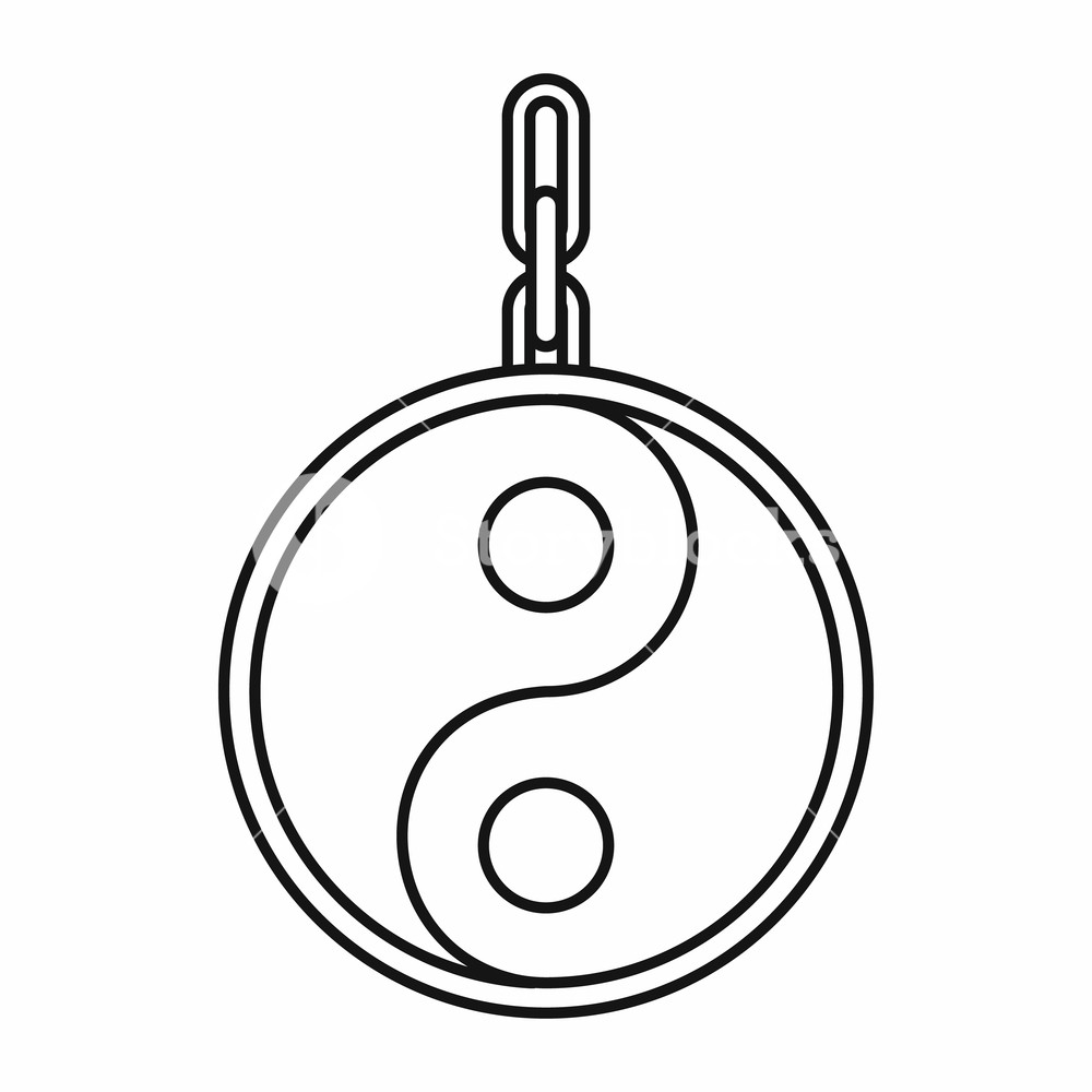 1000x1000 Ying Yang Symbol Of Harmony Icon In Outline Style Isolated