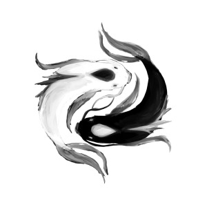 300x300 Fishes Yin Yang Symbol Digital Art