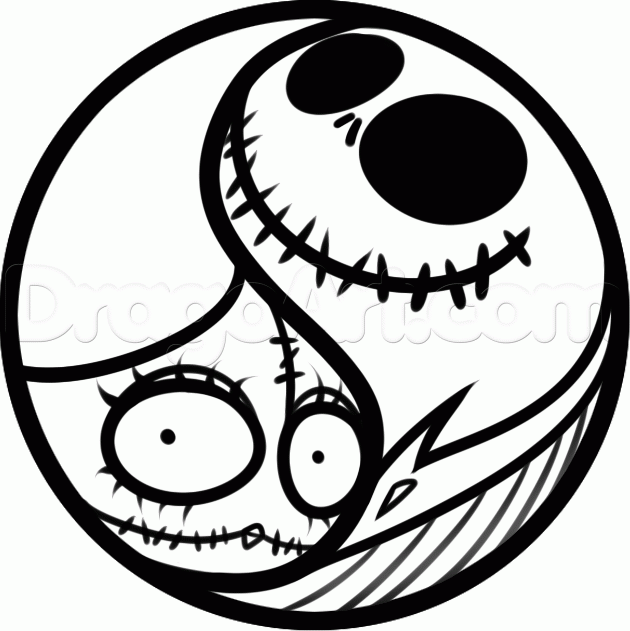 630x631 How To Draw A Jack And Sally Yin Yang Step Creativity Inspires