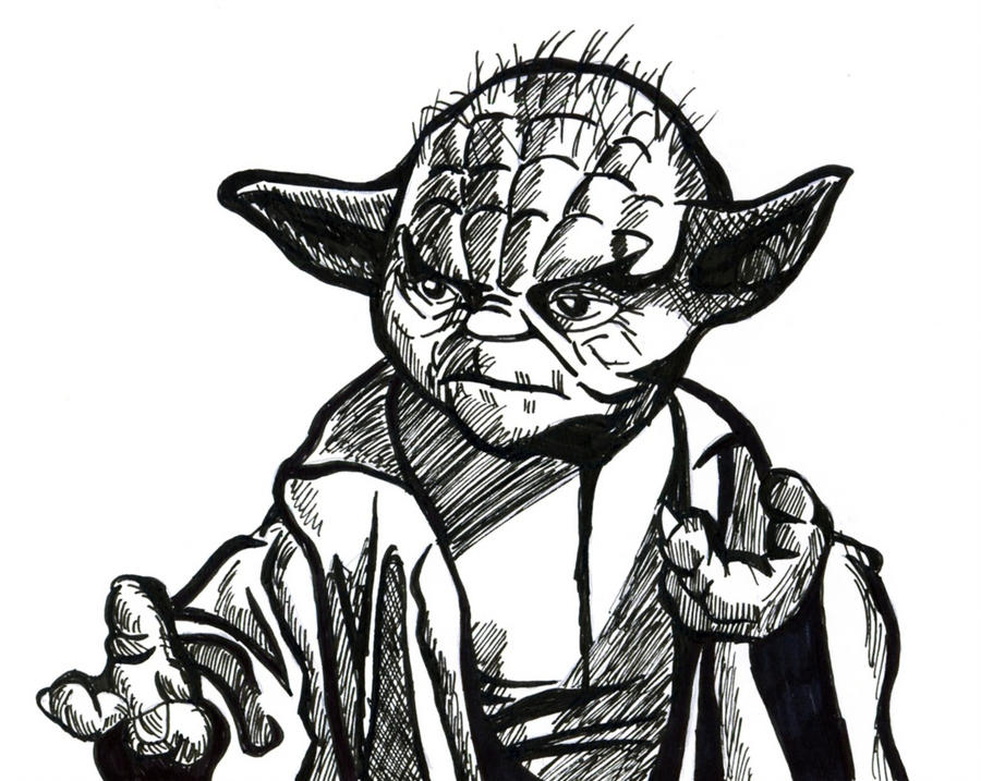 900x717 Yoda Line Drawing