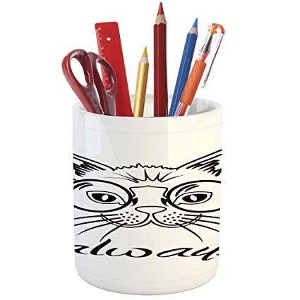 425x425 Pencil Pen Holder, Cat, Printed Ceramic Pencil Pen