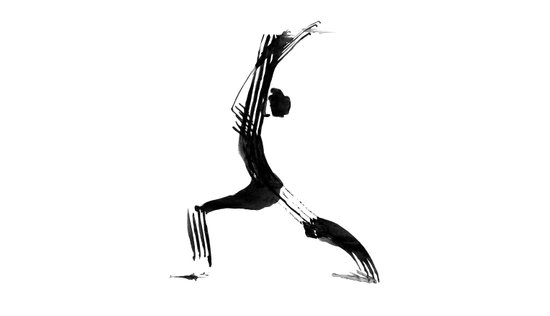 550x316 Moder Black And White, Minimalist Ink Figure Yoga Drawing, Yoga