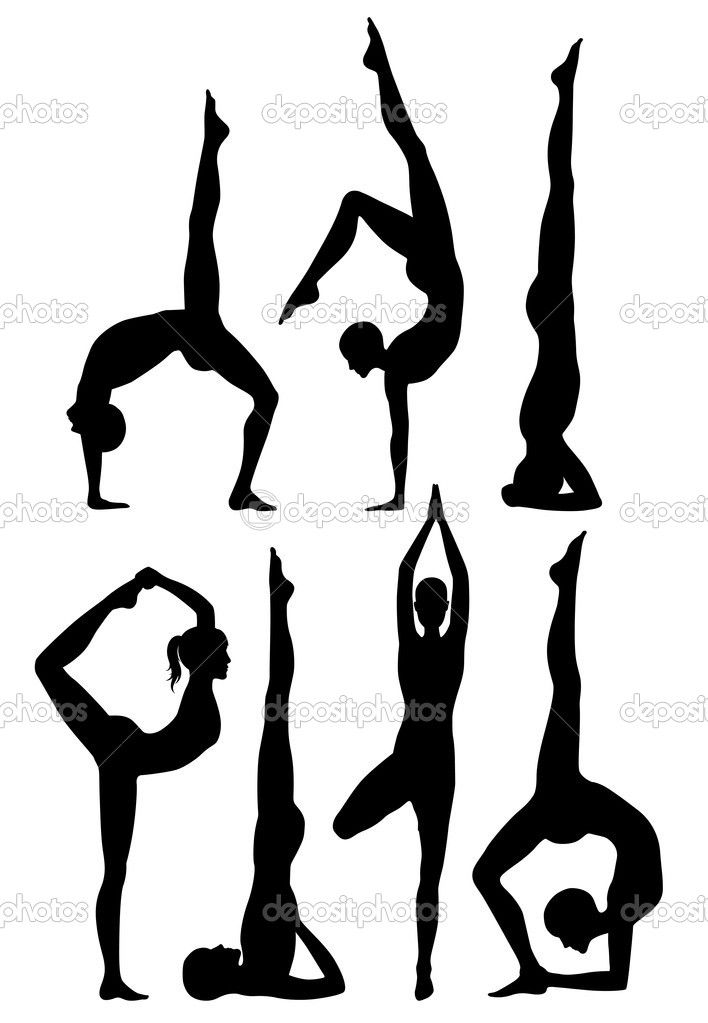 708x1023 Yoga Poses Silhouettes Stock Vector Anilin