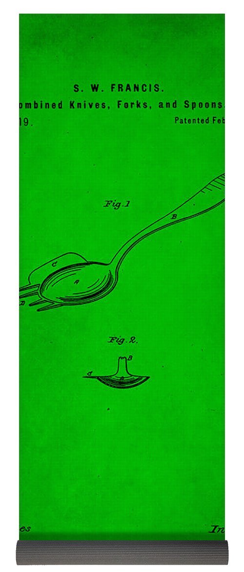 500x1171 Combined Knife Fork And Spoon Patent Drawing Yoga Mat For Sale