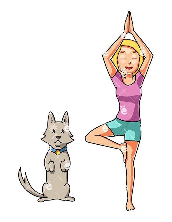 585x755 A Woman Standing In Yoga Pose As Her Dog Imitates Her Characters