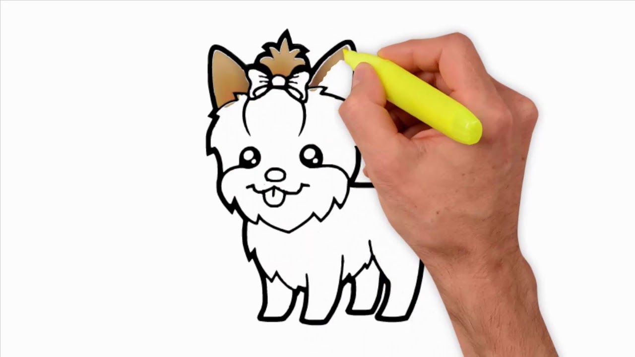 1280x720 Coloring Pages How To Draw A Yorkie Easy