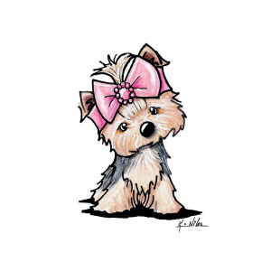 300x300 Yorkie In Bow Drawing