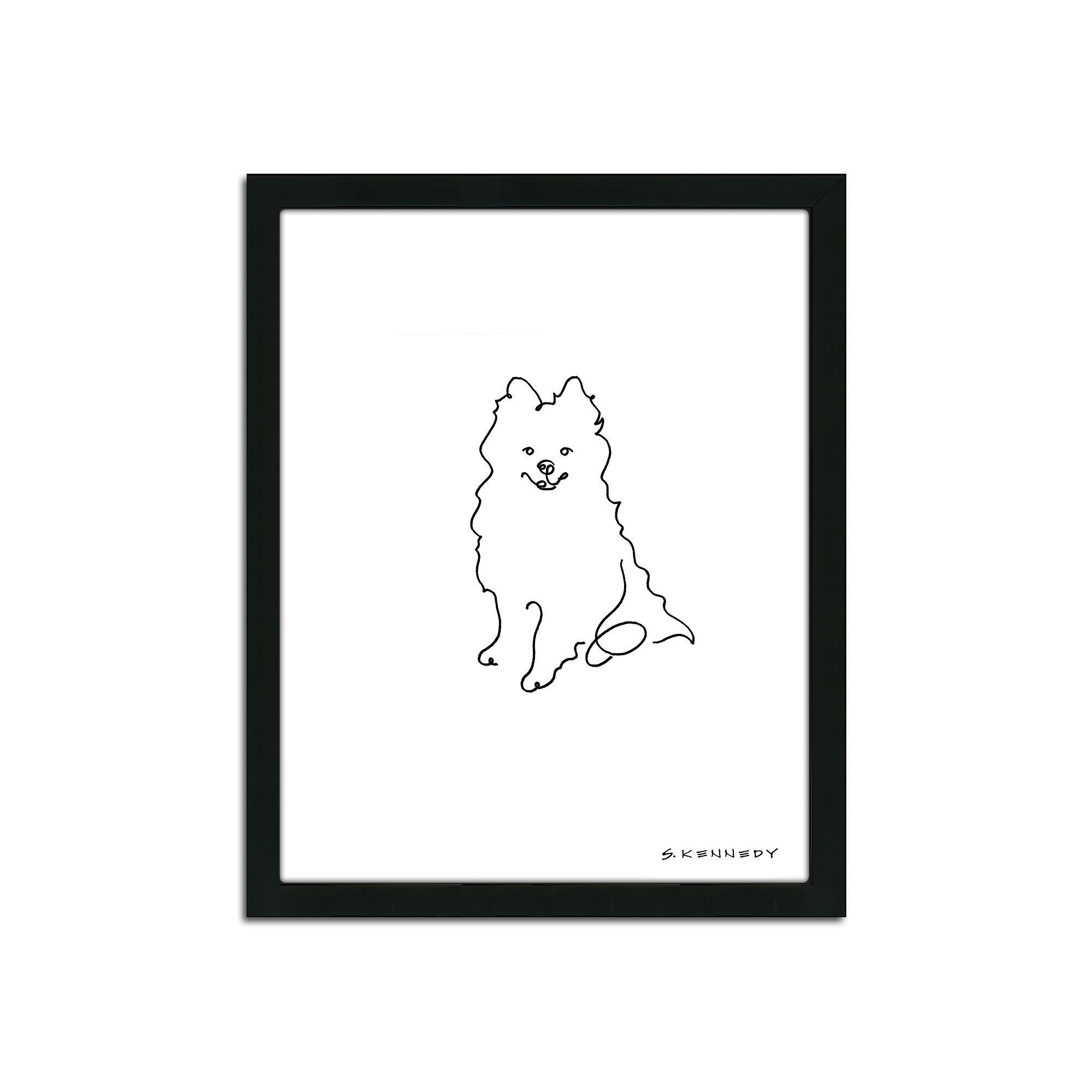 2000x2000 Pomeranian Line Drawing'' Framed Wall Art, Multicolor Products