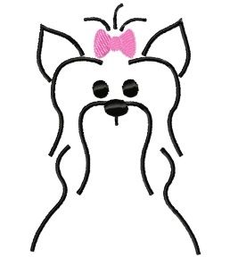 258x288 Yorkie Outline Machine Embroidery Cute Cat Tattoo, Yorkie