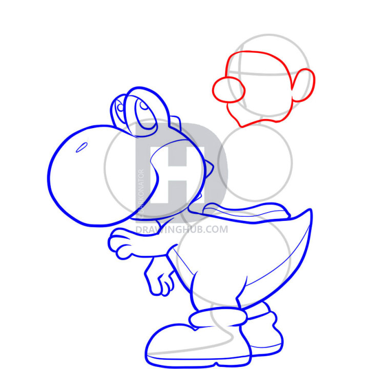 720x720 How To Draw Mario And Yoshi, Step