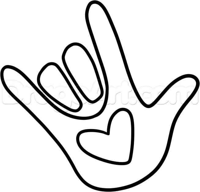 654x628 Step How To Draw I Love You Hands