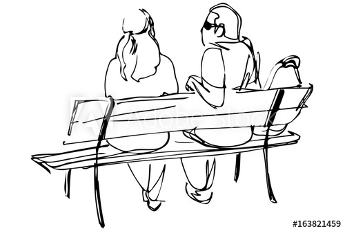 500x334 Sketch Of A Young Couple Sitting On A Bench
