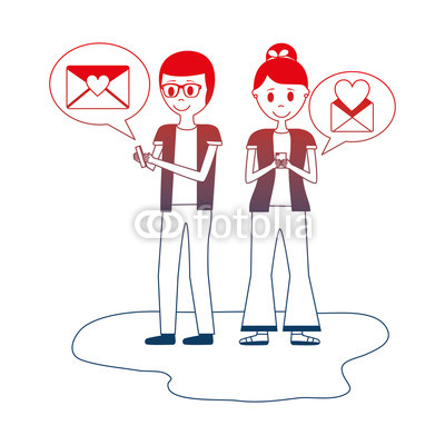 400x400 Young Couple With Speech Bubbles Avatar Character Buy Photos