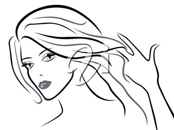 350x263 Young Beautiful Women With Chic Hair, Black Over White Hand