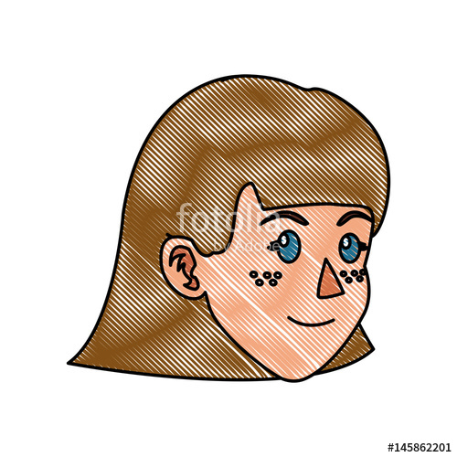 500x500 Drawing Character Face Woman Young Child Vector Illustration