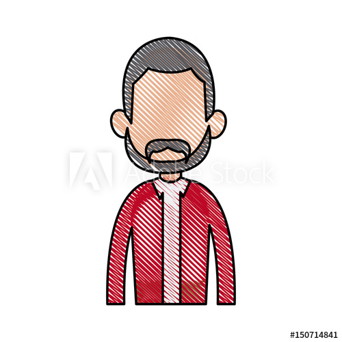 500x500 Drawing Portrait Man Young Style Image Vector Illustration