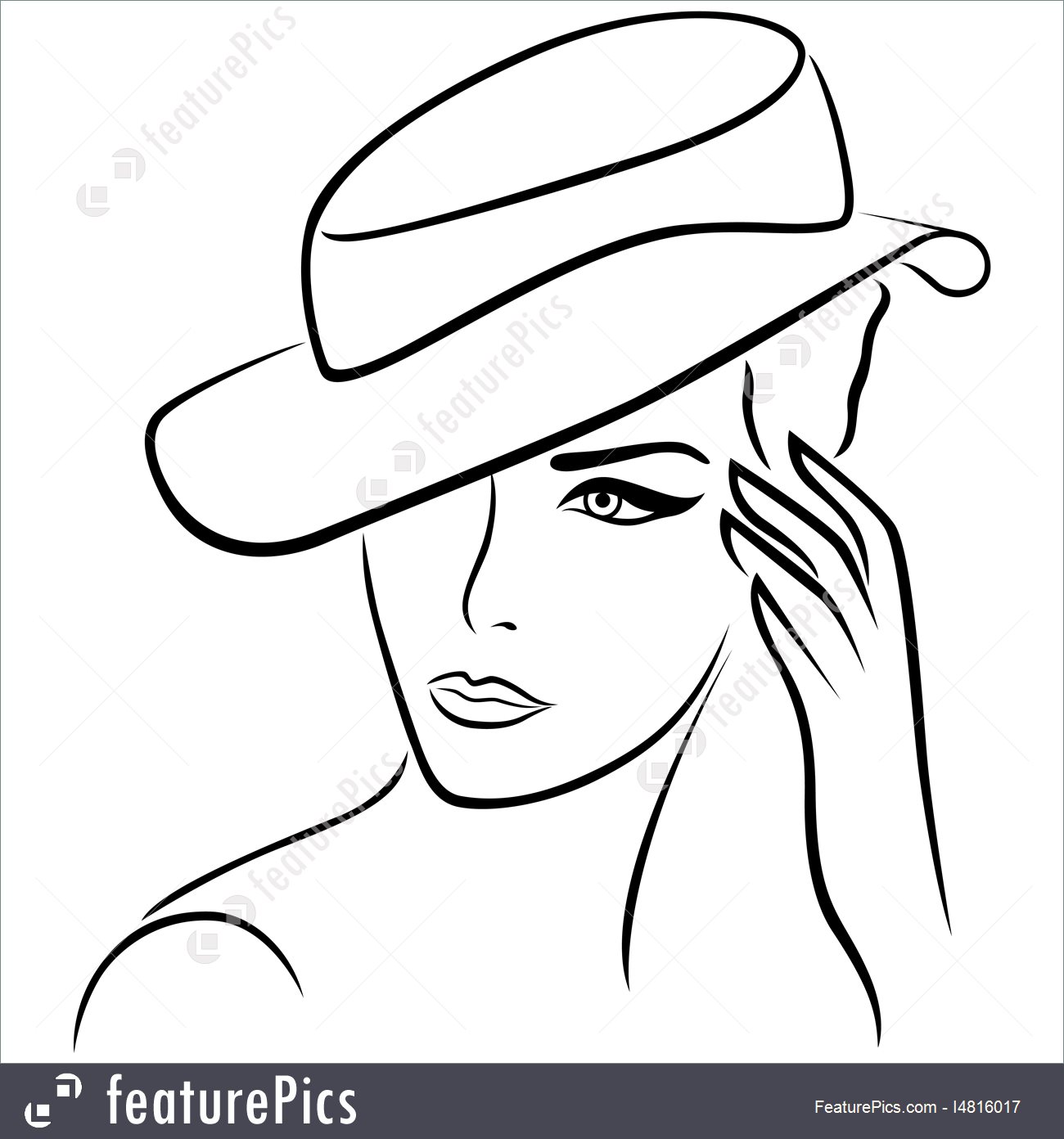 1300x1392 Illustration Of Elegant Girl In A Hat