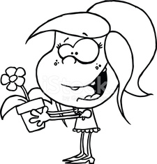 225x235 Black And White Young Girl Holding A Flower Pot Stock Photos