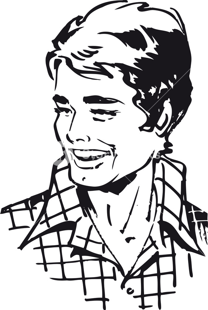 670x1000 Happy Young Man, Retro And Vintage Illustration In The Typical