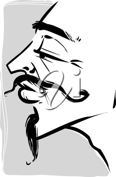 230x350 Sketch Drawing Illustration Of Vintage Young Man With Beard