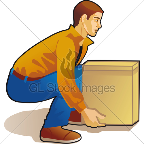 500x500 Young Man Lifting Box, Colored Drawing Gl Stock Images