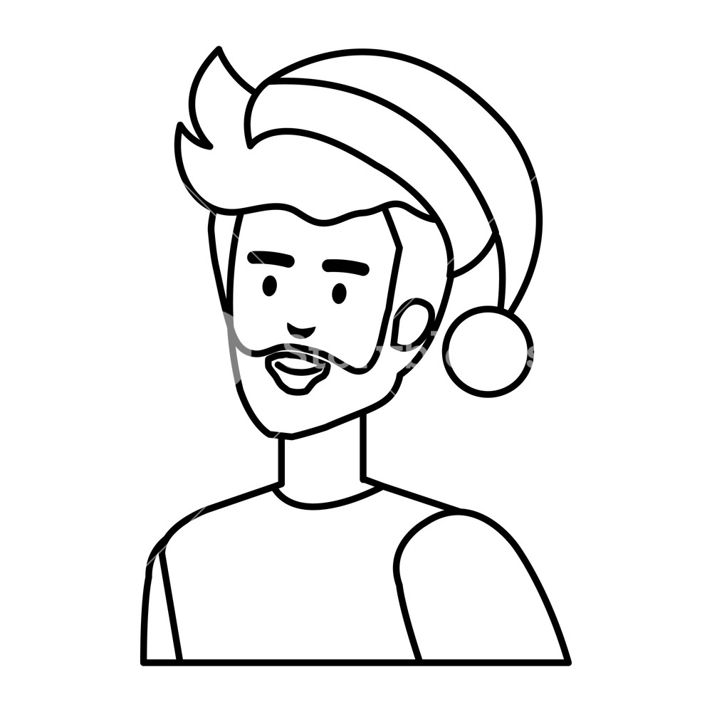 1000x1000 Young Man With Christmas Sweater And Hat Vector Illustration