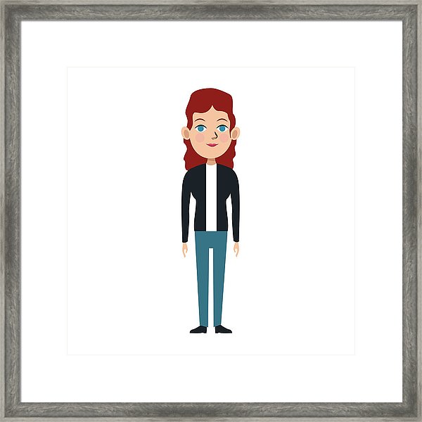 600x600 Young Woman Cartoon Framed Print