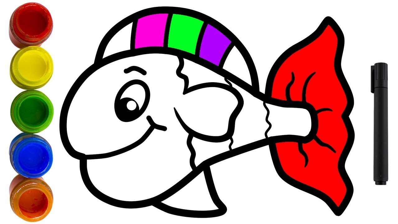 1280x720 How To Draw Fish Coloring Book For Kids Learning Videos