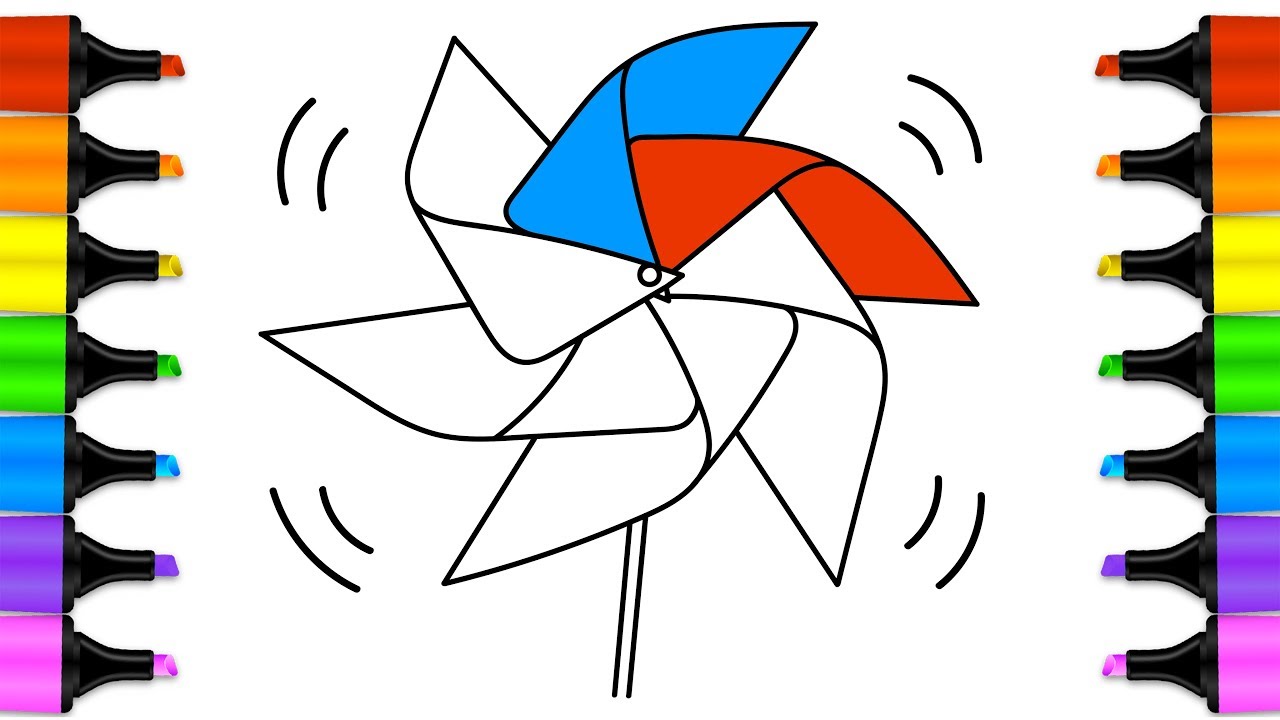 1280x720 How To Draw Pinwheel For Kids Coloring Pages Teach Drawing