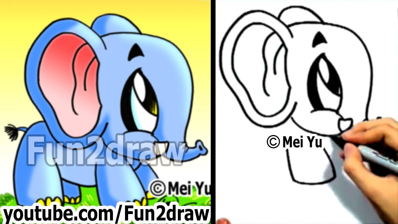 1280x720 How To Draw A Cartoon Elephant