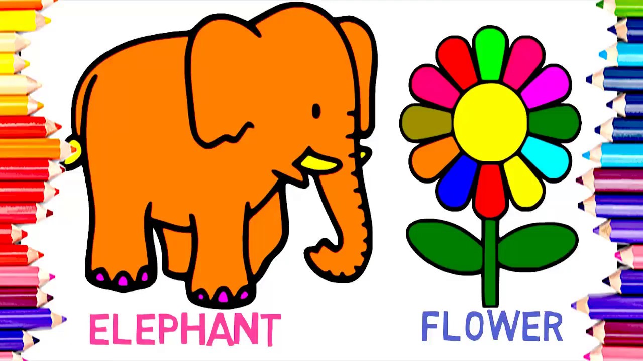 1280x720 Teaching Children How To Draw Elephant And Flower Coloring Pages