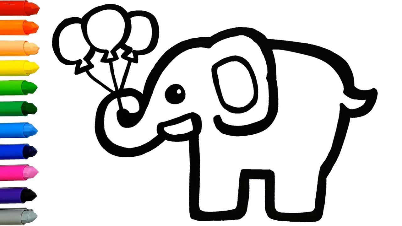 1280x720 Elephant Balloons Coloring And Drawing Learn Colors For Kids