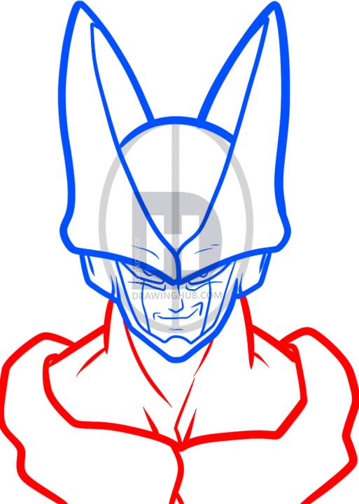 513x720 How To Draw Cell Easy, Dragon Ball Z, Step