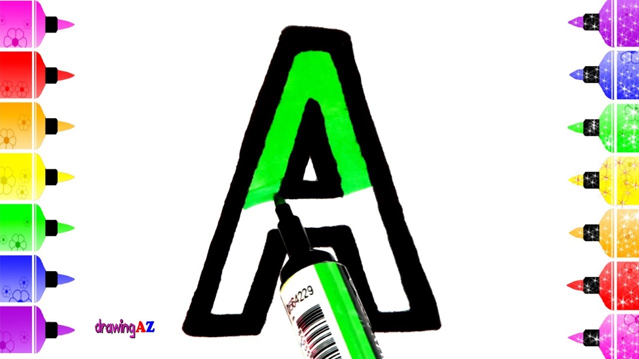 1280x720 Learn Alphabet A To Z With Glitter Coloring And Drawing Learn
