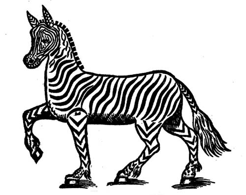500x396 Vintage Zebra Drawing
