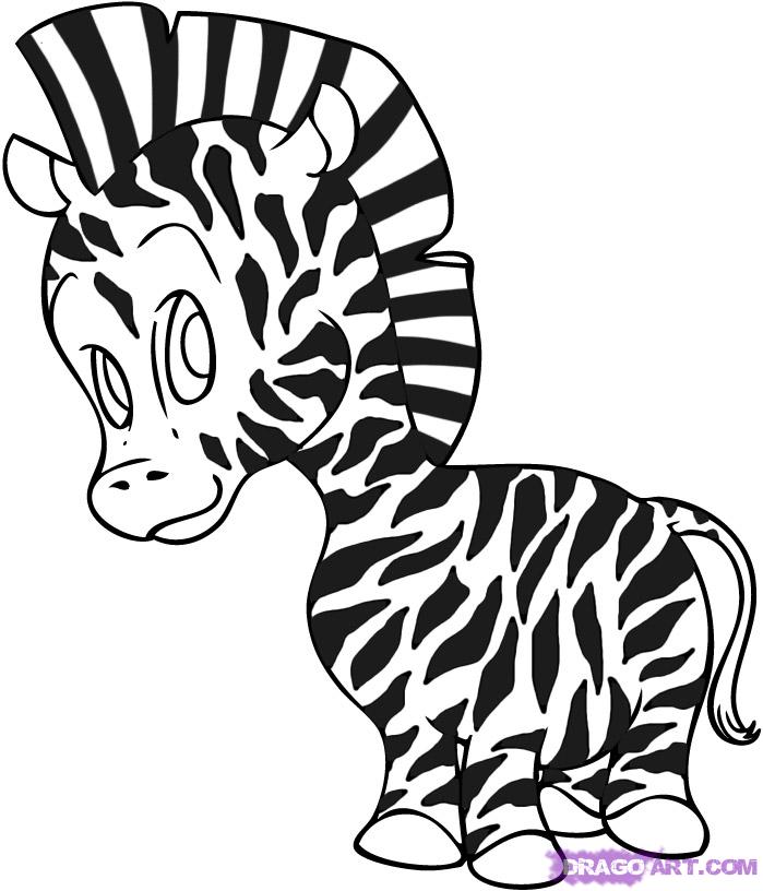 699x816 How To Draw A Cartoon Zebra, Step