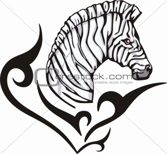 340x312 Image Tattoo With Zebra Head Color Vector Illustration