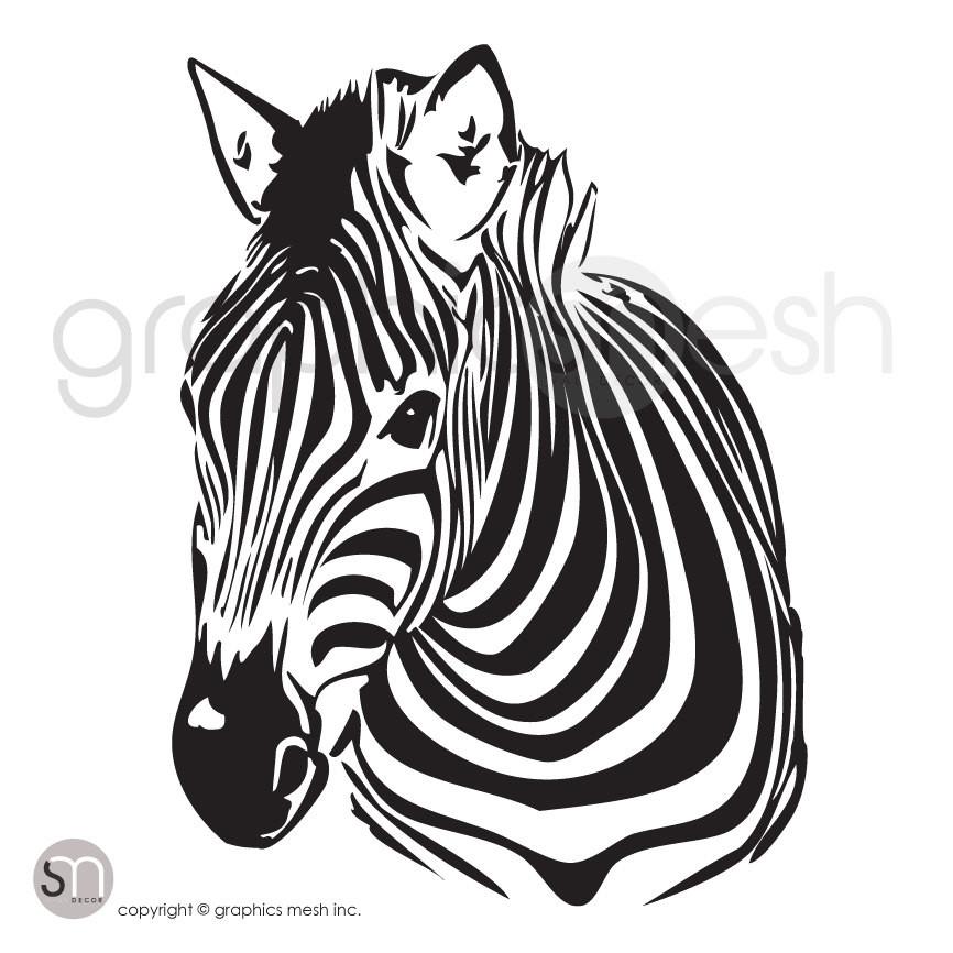 866x866 Zebra Head Wall Decals Black Stripes Graphicsmesh