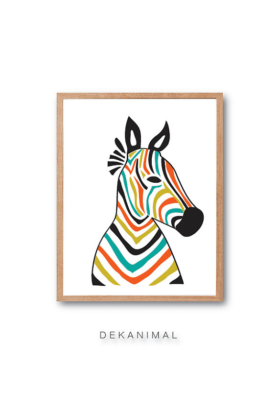 570x806 Zebra Head, Home Decor, Interior, Art Print, Animal Illustration