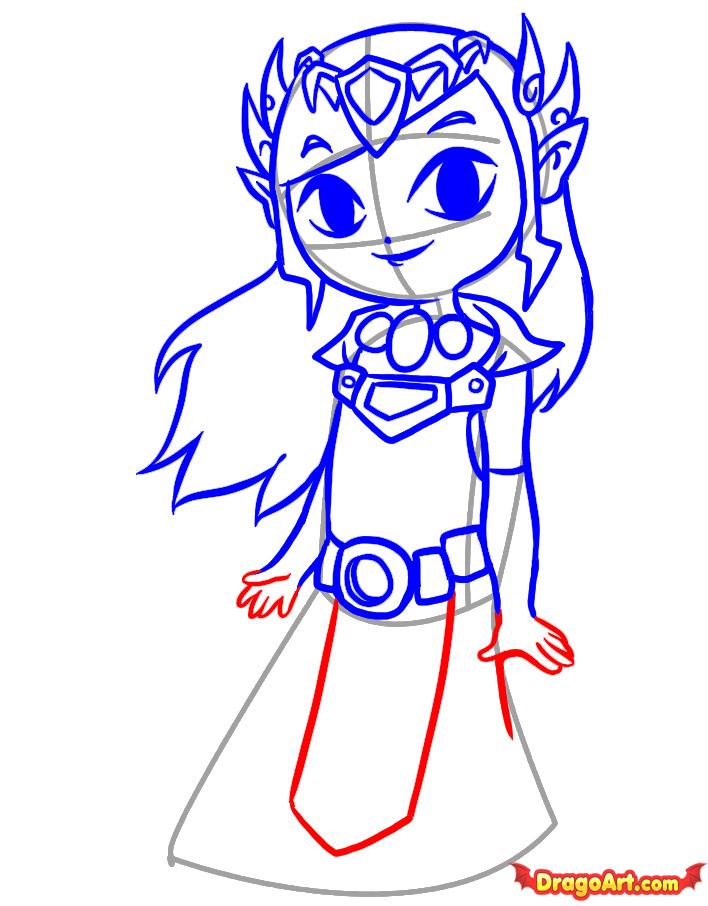 708x906 How To Draw Toon Zelda, Step