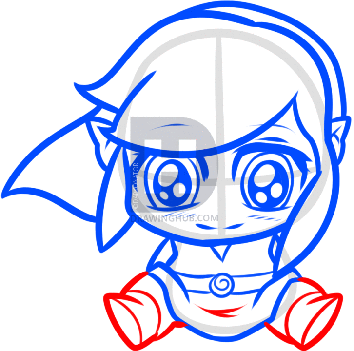 726x720 How To Draw Chibi Link From Legend Of Zelda, Step