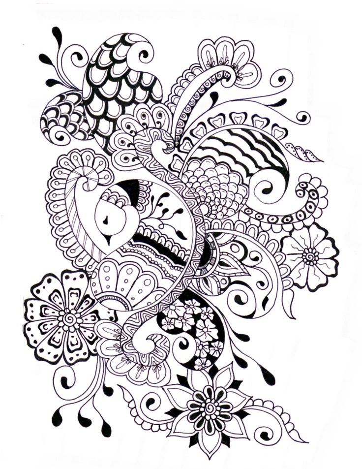 736x953 Raskraski Antistress Zentangle Drawings