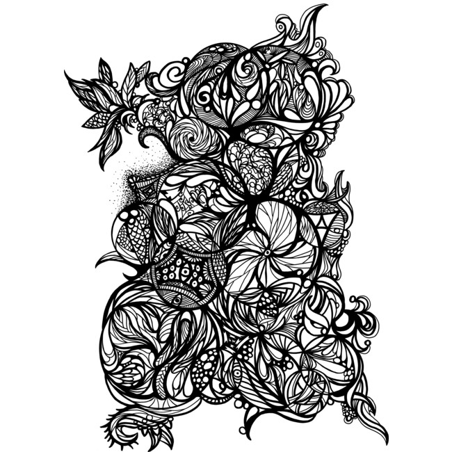 650x650 Zen Doodle Digital Circuit Black Ink Sticker